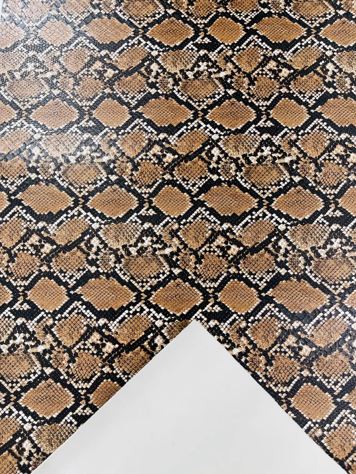 Python Snake Print Vinyl Fabric - Brown - Faux Animal Snake Print Viny