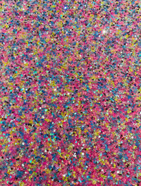 58/60" Velvet Sequins Stretch Fabric - Multi-Color on Pink - Velvet Sequins 2 Way Stretch By Yard