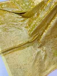 Foggy Foil Velvet Fabric - Iridescent Silver on Gold - Oil Slick 4 Way Stretch Foil Velvet Fabric By Yard