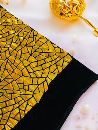 Mirror Sequins Velvet - Gold Holographic - Shiny Mirror Cut Sequins on Velvet By Yard