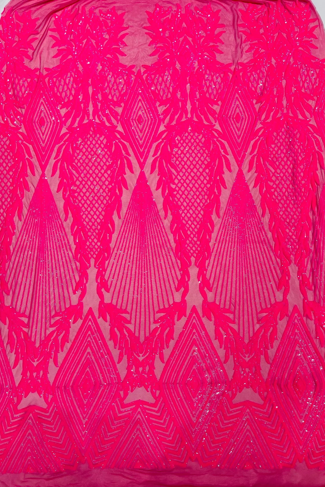 Sequin Stretch Pleated Mesh - Hot Pink – metrotextilesnyc
