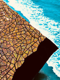 Mirror Sequins Velvet - Rose Gold Holographic - Shiny Mirror Cut Sequins on Velvet By Yard