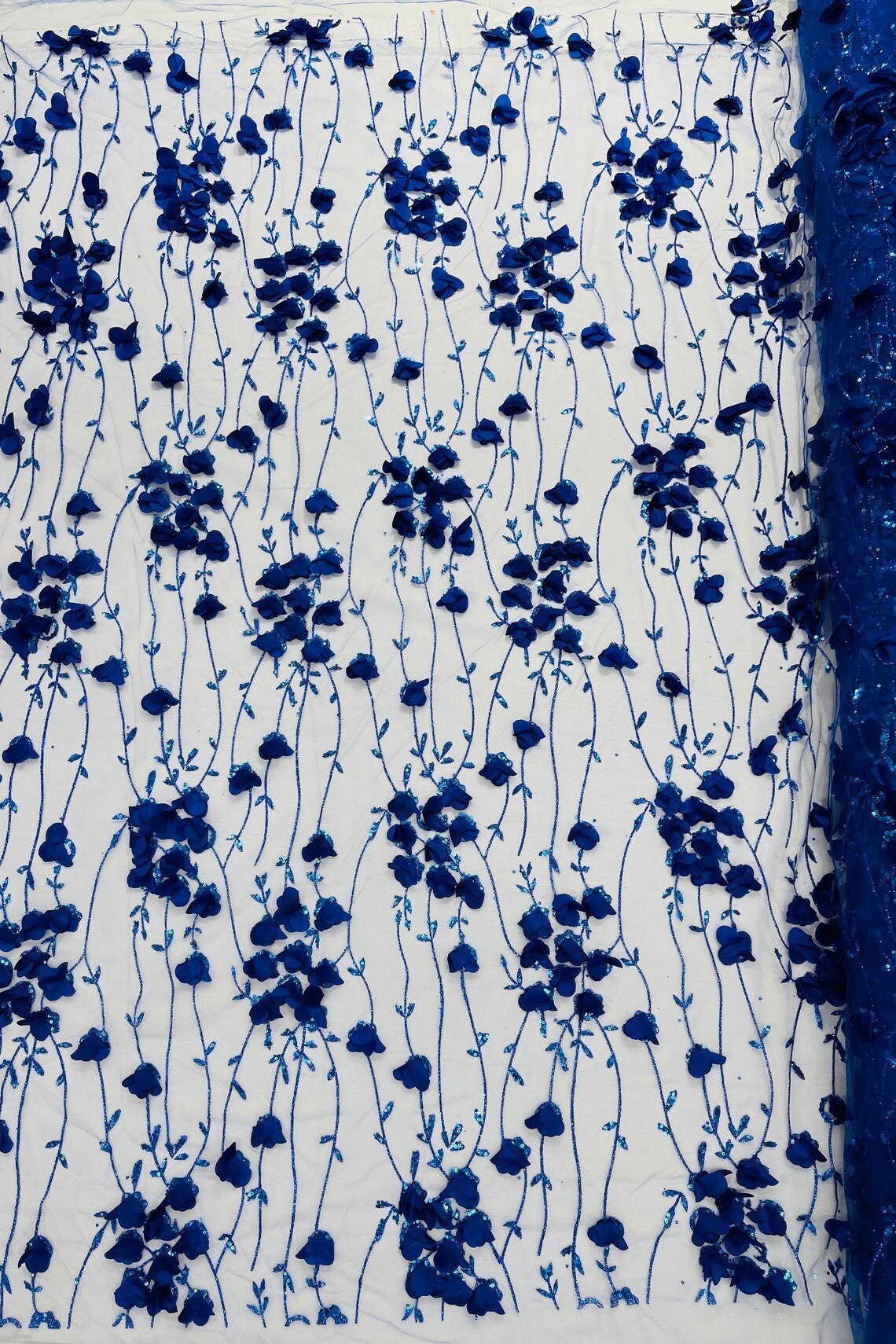 Colorful Royal Blue Floral Fabric | Cotton