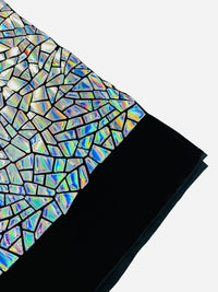 Mirror Sequins Velvet - Silver Iridescent - Shiny Mirror Cut Sequins on Velvet By Yard