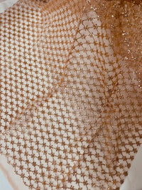 Diamond Design Glitter Fabric - Skin - Triangle Shiny Glitter Mesh with Flower Decor by Yard