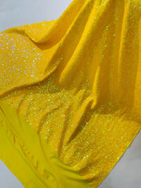 Milliskin Mini Glitz Sequins - Iridescent Yellow - 4 Way Stretch Milliskin Stretch Spandex Fabric Sold By Yard