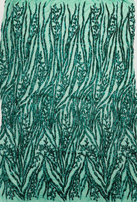 Green Sequin Fabric by Yard, 4 Way Stretch Fashion Design on Spandex Mesh