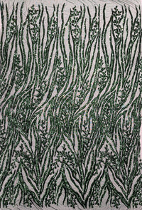Hunter Green Sequin Fabric by Yard, 4 Way Stretch Fashion Design on Spandex Mesh