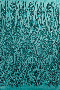 Jade Green Sequin Fabric by Yard, 4 Way Stretch Fashion Design on Spandex Mesh
