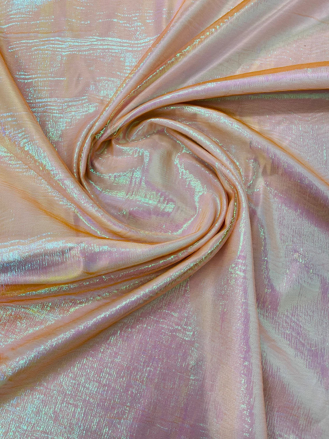 Orange Silver Metallic Crushed Organza Fabric main image 1