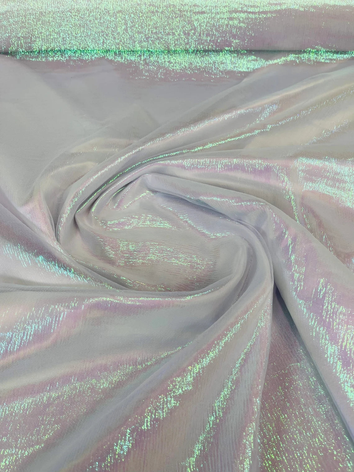 Crushed Sheer Organza - Iridescent Lime Green - 45 Organza Fabric for