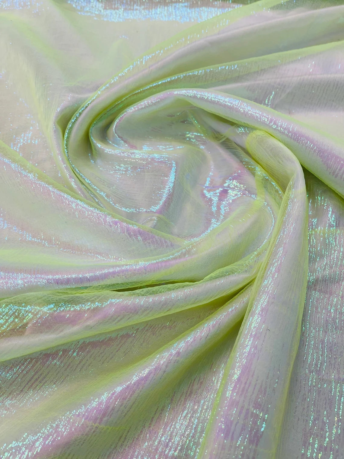 Neon Green Iridescent Crush 40-45 Inches Wide 100% Polyester Soft Light  Weight, Sheer, See Through iridescent Organza-Sold By The Yard.