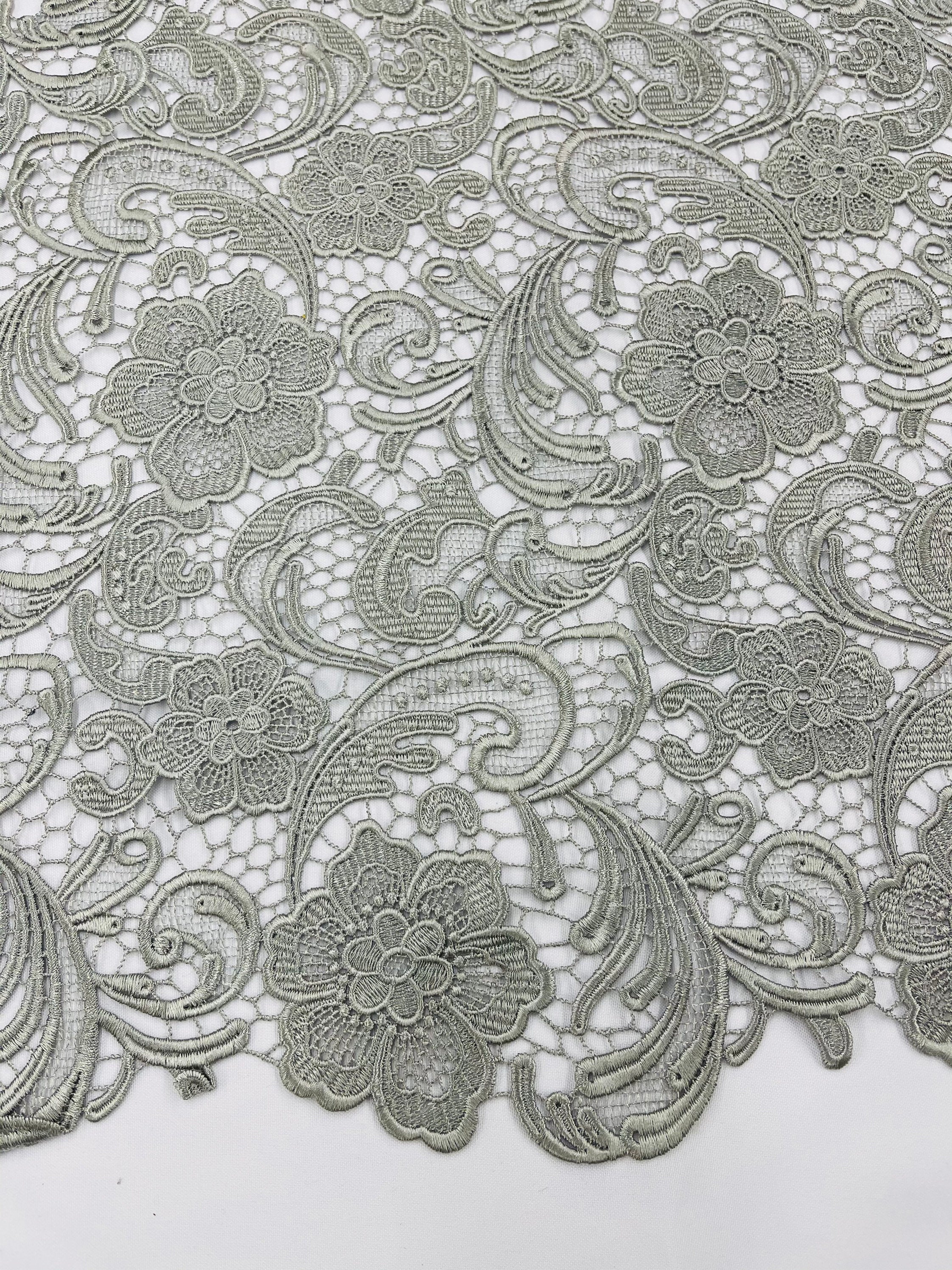 Fancy Beaded Guipure Lace - Silver main image 0