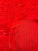 Red Tulle Ruffle Fabric, 60" Wide Waves - Prom Dress Wedding & Decoration
