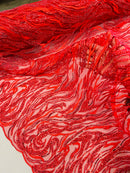 Red Fashion Design - Beaded Fabric Embroidered Sequins And Beads Fabric By Yard