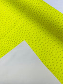 Neon Yellow Ostrich Faux Leather Upholstery By The Yard, Ostrich Embossed Vinyl Leather 54" Wide