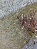 Champagne Gold Glitter Mesh Lace Fabric Prom/Dress By The Yard