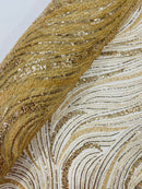 Champagne Embroidery Beaded Fabric Fashion Design By The Yard