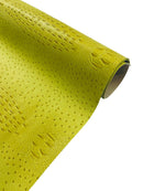 Yellow Ostrich Gator Embossed Vinyl Fabric By Yard, Crocodile Ostrich Vinyl Leather Upholstery