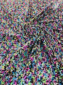 Multi Color Confetti Iridescent Sequin Fabric: Red Stretch Velvet (58/60" Wide)