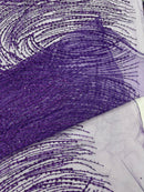 Purple Glitter Mesh Lace Fabric Prom/Dress By The Yard