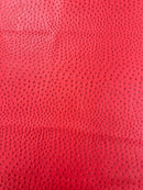 Red Ostrich Faux Leather Upholstery By The Yard, Ostrich Embossed Vinyl Leather 54" Wide