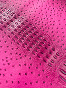 Fuchsia Ostrich Gator Embossed Vinyl Fabric By Yard, Crocodile Ostrich Vinyl Leather Upholstery