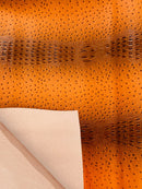 Orange Ostrich Gator Embossed Vinyl Fabric By The Yard, Crocodile Ostrich Vinyl Leather Upholstery