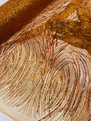 Burnt Orange Glitter Mesh Lace Fabric Prom/Dress By The Yard