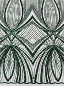 Hunter Green Embroidery Beaded Fabric By The Yard