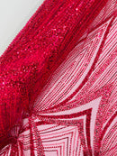Fuchsia Embroidery Beaded Fabric By The Yard