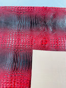 Red Black Faux Crocodile Vinyl Leather Upholstery Fabric By The Yard, Big 3D Crocodile Vinyl Fabric