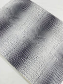 Silver White Faux Crocodile Vinyl Leather Upholstery Fabric By The Yard, Big 3D Crocodile Vinyl Fabric
