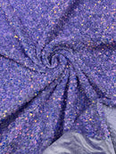 Lilac Iridescent Sequin Fabric: Lavender Stretch Velvet (58/60" Wide)