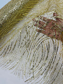 Champagne Gold Glitter Mesh Lace Fabric Prom/Dress By The Yard