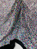 Multi Color Confetti Iridescent Sequin Fabric: Red Stretch Velvet (58/60" Wide)