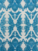 Turquoise Fashion Design - Beaded Fabric Embroidered Sequins And Beads Fabric By Yard