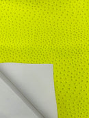 Neon Yellow Ostrich Faux Leather Upholstery By The Yard, Ostrich Embossed Vinyl Leather 54" Wide