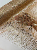 Rose Gold Glitter Mesh Lace Fabric Prom/Dress By The Yard