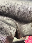 Anaconda Foil Velvet - Matte Black - Shiny Foil Velvet Anaconda Snake Print Fabric Sold By The Yard