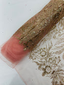 Rose Gold Glitter Mesh Lace Fabric Prom/Dress By The Yard