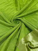 Shimmer Glitter Fabric - Lime Green - Luxury Sparkle Stretch Solid Fabric Sold By Yard