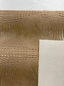 Champagne Faux Crocodile Vinyl Leather Upholstery Fabric By The Yard, Big 3D Crocodile Vinyl Fabric