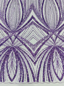 Lilac Embroidery Beaded Fabric By The Yard