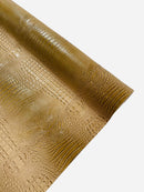 Champagne Faux Crocodile Vinyl Leather Upholstery Fabric By The Yard, Big 3D Crocodile Vinyl Fabric