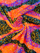 Wavy Line Design Velvet Sequins - Velvet Sequins Fabric 2 Way Stretch 58"- 60" By Yard