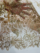 Rose Gold Glitter Mesh Lace Fabric Prom/Dress By The Yard