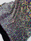 Multi Color Iridescent Sequin Fabric: Black Stretch Velvet (58/60" Wide)