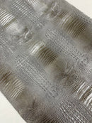 Gray Faux Crocodile Vinyl Leather Upholstery Fabric By The Yard, Big 3D Crocodile Vinyl Fabric