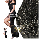 Black Sequin on Stretch Velvet With Luxury Sequins all Over 5mm Shining Sequins 2-way Stretch 58/60” (Choose The Quantity)